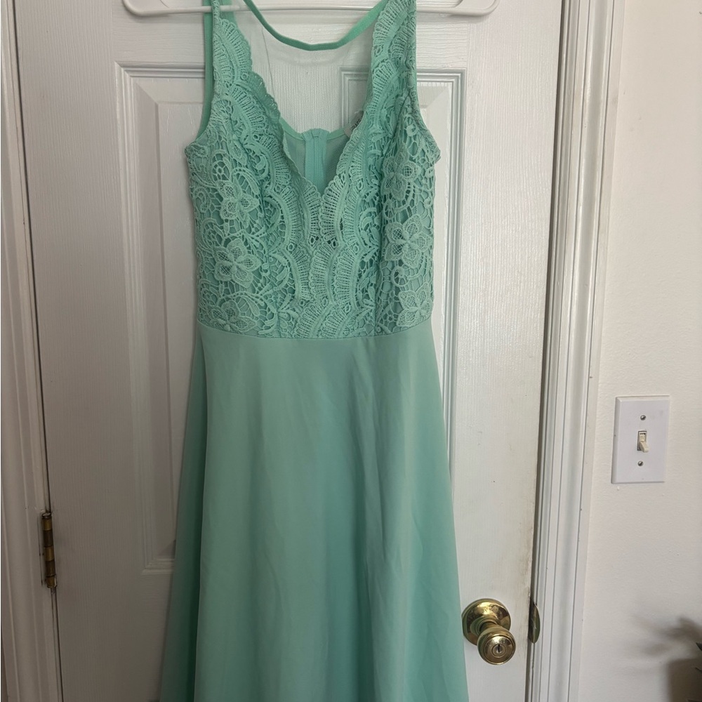 Elegant Mint Green Lace Dress